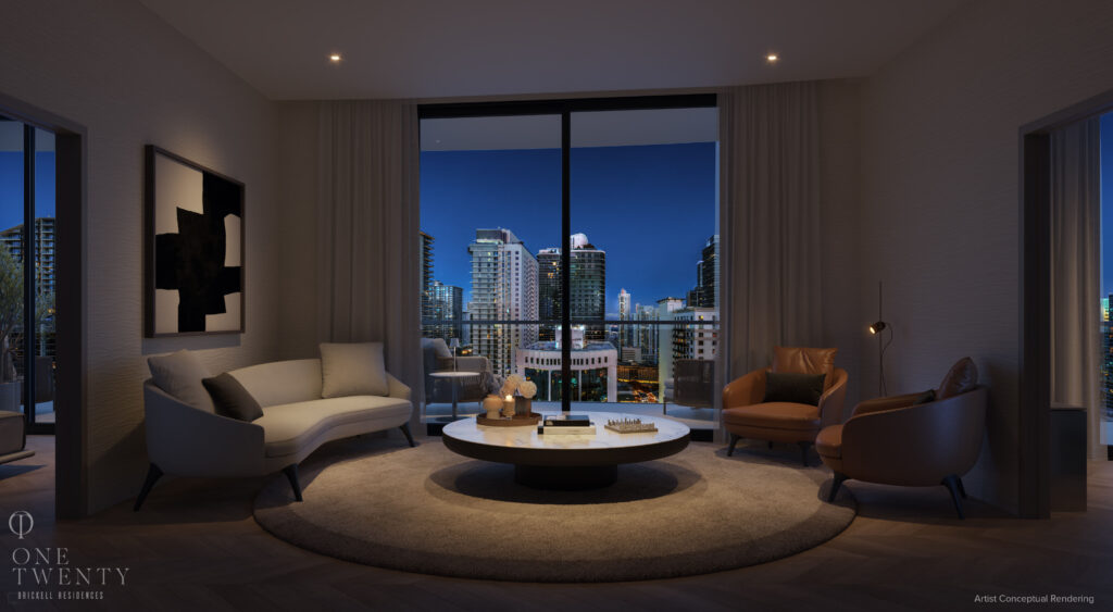 One Twenty Brickell Residences Living Room